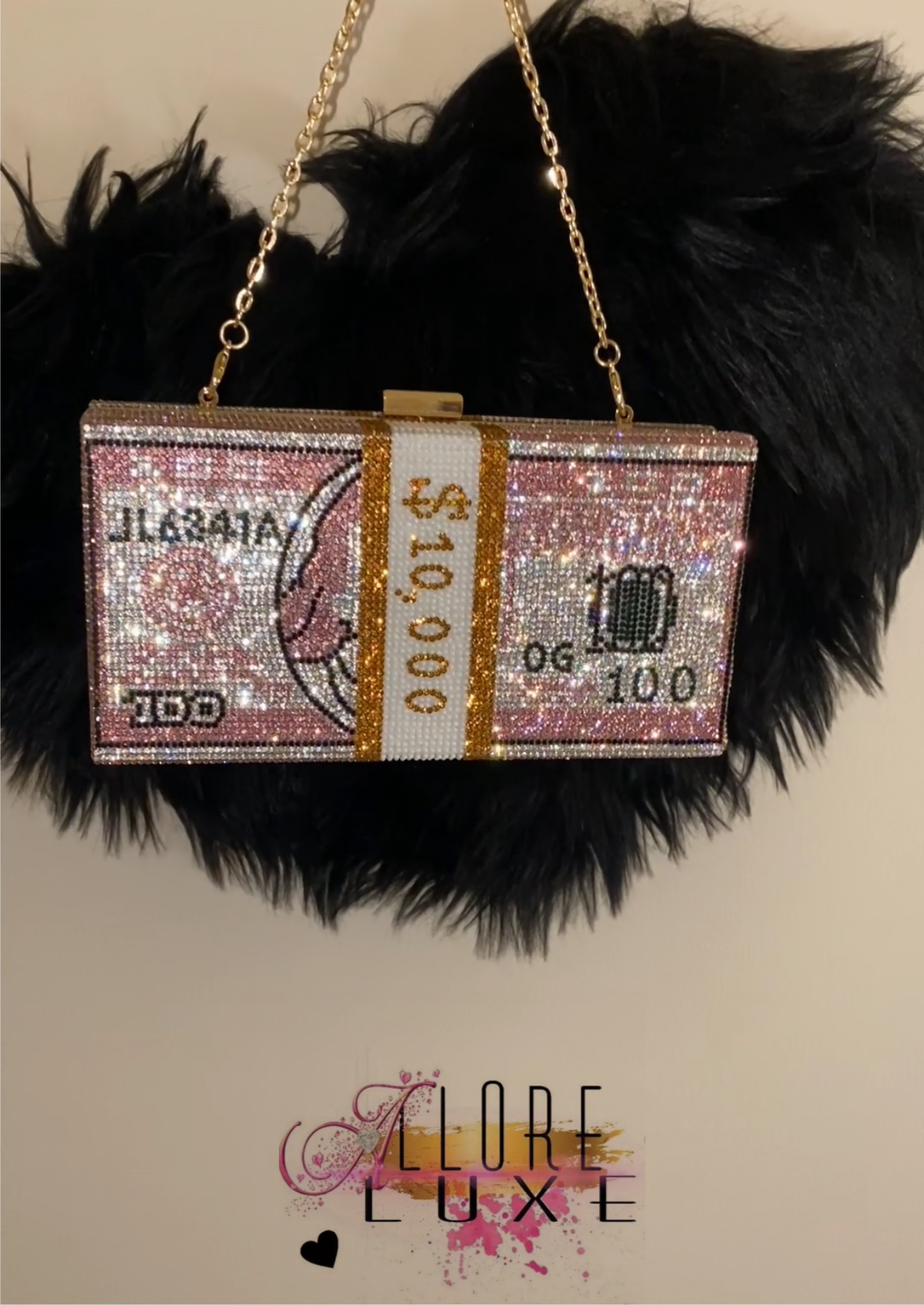 Rhinestone Pink Money Bag Clutch – CostaKini